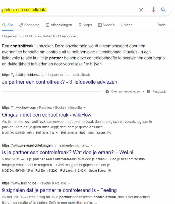 hoger in google